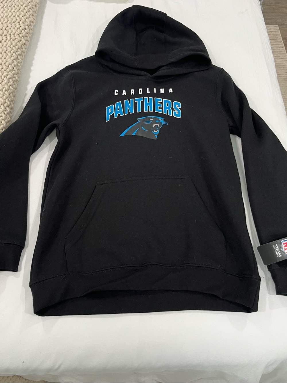 NFL Carolina Panthers Kids Black Hoodie with Blue Logo